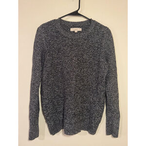 Women's LOFT Black & White Marled Crew Neck Sweater L